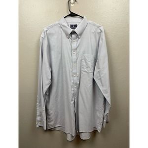 Stafford travel men’s button down shirt sz 18 36-37 wrinkle free oxford baby blu